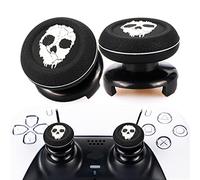 Playrealm FPS Bâton Prises de Pouce Thumbstick Grip et Prolongateur Impression Caoutchouc Silicone Poignée Couvrir 2 ensembles pour Manette PS5 Dualsenese et PS4 (Fantôme)