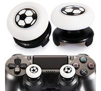 Playrealm FPS Bâton Prises de Pouce Thumbstick Grip et Prolongateur Impression Caoutchouc Silicone Poignée Couvrir 2 ensembles pour Manette PS5 Dualsenese et PS4 (Football)