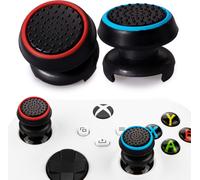 Playrealm Fps Bâton Prises De Pouce Thumbstick Grip Et Prolongateur Impression Caoutchouc Silicone Poignée Couvrir 2 Ensembles Pour Manette Xbox Series X/S Et Xbox One (Noir Rouge+Bleu)