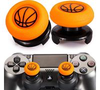 Playrealm FPS Bâton Prises de Pouce Thumbstick Grip et Prolongateur Impression Caoutchouc Silicone Poignée Couvrir 2 ensembles pour Manette PS5 Dualsenese et PS4 (Basketball)
