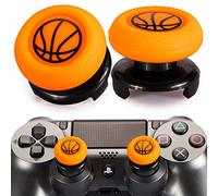 Playrealm FPS Bâton Prises de Pouce Thumbstick Grip et Prolongateur Impression Caoutchouc Silicone Poignée Couvrir 2 ensembles pour Manette PS5 Dualsenese et PS4 (Basketball)