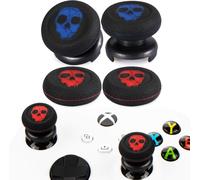 Playrealm Fps Bâton Prises De Pouce Thumbstick Grip Et Prolongateur Impression Caoutchouc Silicone Poignée Couvrir 4 Ensembles Pour Manette Xbox Series X/S Et Xbox One (Fantôme Rouge+Bleu)
