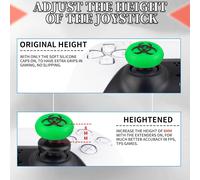 Playrealm FPS Bâton Prises de Pouce Thumbstick Grip et Prolongateur Impression Caoutchouc Silicone Poignée Couvrir 2 ensembles pour Manette PS5 Dualsenese et PS4 (Vert BioH)