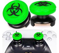 Playrealm FPS Bâton Prises de Pouce Thumbstick Grip et Prolongateur Impression Caoutchouc Silicone Poignée Couvrir 2 Ensembles pour Manette PS5 Dualsenese et PS4 (Vert BioH)