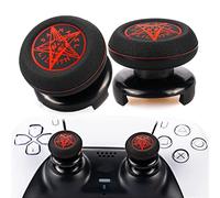Playrealm FPS Bâton Prises de Pouce Thumbstick Grip et Prolongateur Impression Caoutchouc Silicone Poignée Couvrir 2 ensembles pour Manette PS5 Dualsenese et PS4 (Cercle démoniaque)
