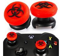 Playrealm FPS Bâton Prises de Pouce Thumbstick Grip et Prolongateur Texture 3D Caoutchouc Silicone Poignée Couvrir 2 ensembles pour Xbox Series X/S & Xbox One Manette (Bioh Rouge)