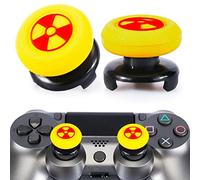 Playrealm FPS Bâton Prises de Pouce Thumbstick Grip et Prolongateur Texture 3D Caoutchouc Silicone Poignée Couvrir 2 ensembles pour PS5 Dualsenese & PS4 Manette (Jaune De Rayonnement)