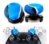 Playrealm FPS Bâton Prises de Pouce Thumbstick Grip et Prolongateur Texture 3D Caoutchouc Silicone Poignée Couvrir 2 ensembles pour PS5 Dualsenese & PS4 Manette (Camouflage Bleu)