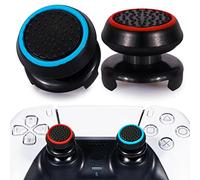 Playrealm FPS Lot de 2 rallonges de joysticks et 4 coques en silicone pour manette PS5 Dualsenese et PS4 (Rouge+Bleu)