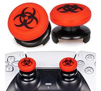 Playrealm Lot de 2 extensions de pouce et caoutchouc texturé 3D pour PS5 Dualsenese & PS4 Manette Rouge BioH