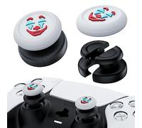 PlayRealm Lot de 2 rallonges de joystick et coque en silicone pour manette de PS5 et PS4 Blanc Joker