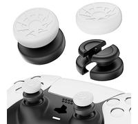 PlayRealm Lot de 2 rallonges de joysticks et poignée en silicone pour manette de PS5 et PS4 (blanc turbo)