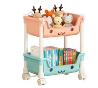 Playroom Organization and Storage, Multi-Tier Rack with Wheels, Fun, Functional, Children’s Organizer with Storage Bins for Nursery Kids Room, Space-Saving Design, Easy Mobility, 31x20.5x98cm