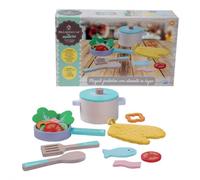 Playset casseroles avec nourriture en bois