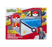 Playset Clip 'N' Go Jazwares Pikachu Bandolier avec 2 Poké Balls et Figurine 5 cm Bleu