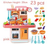 Playset De Cuisine Play Kids Pretend Play Toy Toddler Ustensiles De Cuisine Set De Cuisine Jouets,Rose,39cm