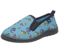 Playshoes Allover Baustelle, Chaussons Bas mixte enfant, Bleu (Blau 7), 24/25 EU