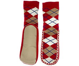 Playshoes Chaussettes Pantoufle à Carreaux, Chausson Mixte Enfant, Rouge (Rot 8), 23/26 EU