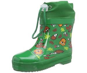 Playshoes Kurze Gummistiefel Waldtiere aus Naturkautschuk gefüttert, Bottes après-ski à tige basse et doublure chaude mixte enfant - Vert, 22