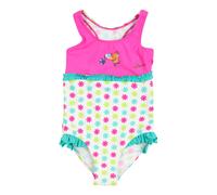 Playshoes DIE MAUS UV-Schutz Badeanzug Blumen, Maillot Une pièce Fille, Multicolore (Weiß/Rosa 586), 110/116