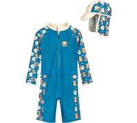 Playshoes Maillot de Bain Une pièce à Manches Longues et Bonnet de Bain avec Protection UV 50+ Protection Solaire