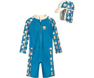 Playshoes Maillot de Bain Une pièce à Manches Longues et Bonnet de Bain avec Protection UV 50+ Protection Solaire