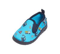 PLAYSHOES Pantoufle 'Baustelle' turquoise / bleu foncé / mélange de couleurs, Taille 28,5