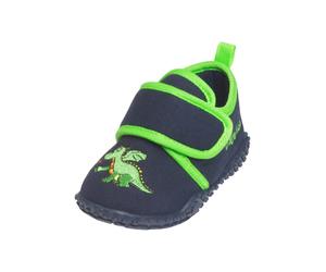 PLAYSHOES Pantoufle 'Drache' marine / citron vert / vert fluo / orange foncé, Taille 20,5