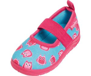 PLAYSHOES Pantoufle 'Eulen' turquoise / rose, Taille 22,5