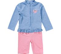 Playshoes Langarm Einteiler Krebs, Maillot de Bain Une pièce Fille, Blau/Pink, 62/68