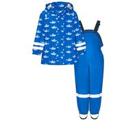 Playshoes Regen-Set Hai Allover Manteau, Bleu (Blau 7), 98 Garçon