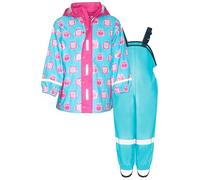 Playshoes Regen-Set Regenlatzhose Combinaison de Pluie, Motif Chouette Turquoise, 140 (Lot de 2) Mixte Enfant