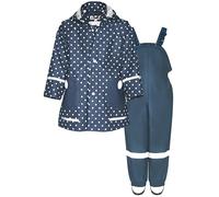 Playshoes Regen-Set Regenlatzhose Combinaison de Pluie, Pois Bleu uni, 128 (Lot de 2) Mixte Enfant