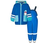Playshoes Regen-Set Regenlatzhose Combinaison de Pluie, Requin Bleu, 140 (Lot de 2) Mixte Enfant