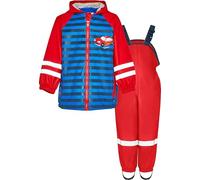 Playshoes Regen-Set Regenlatzhose Combinaison de Pluie, Voiture de Course Rouge, 128 (Lot de 2) Mixte Enfant