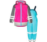 Playshoes Regenanzug Combinaison de Pluie, 3 en 1 Rose/Turquoise, 116 (Lot de 2) Mixte Enfant