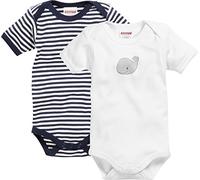 Playshoes Schnizler kurzarm, 2er Pack, Wal, Oeko-Tex Standard 100, Body Mixte bébé, Bleu (Marine/weiß), 74 (Taille fabricant: 74/80)