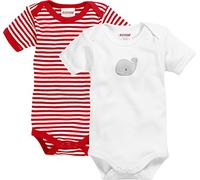 Playshoes Schnizler kurzarm, 2er Pack, Wal, Oeko-Tex Standard 100, Body Mixte bébé, Rouge (Rot/weiß), 50 (Taille fabricant: 50/56)