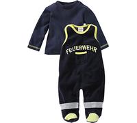 Playshoes Schnizler Mixte enfant Strampler-set Nicki Feuerwehr Barboteuse, Bleu (Navy 11), 0 mois EU
