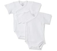 Playshoes Schnizler Wickel-Body Kurzarm Portefeuille Mixte bébé, lot de 2, Blanc, 1 mois/50