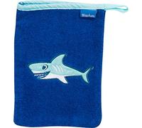 Playshoes Unisex Kinder Frottee-Waschhandschuh Gant de Toilette en Tissu éponge Motif Requin, 7-Blau Hai, 15x20 cm