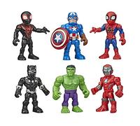 Playskool- Iron Marvel Super Hero Adventures Lot de 6 Figurines Spider-Man et Hulk à partir de 3 Ans 12,5 cm, E98615L00, Noir