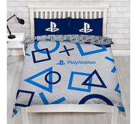 PLAYSTATION Double Literie Set Bleu Logo Boutons Joueur Face Housse de Couette