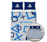 Sony Housse de couette double PlayStation bleu réversible avec logo et taie d'oreiller assortie
