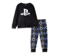Playstation Pyjama Manches Longues et Jambes Longues pour garçon avec Logo Noir Polaire Douillet | Vêtements de Nuit pour Enfants pour Le Coucher et Les soirées | Tenue d'intérieur sur Le thème