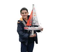 PLAYSTEAM Voyager400 2.4GHz RC Motor Powered Sailboat in Red - 27" Tall