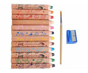 Playtastic 12 crayons de couleur aquarelle avec taille-crayon et pinceau