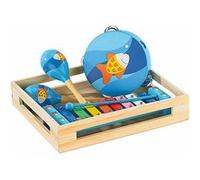Playtastic Instruments de musique en bois: Xylophone, tambourin et 2 maracas
