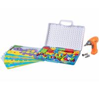 Playtastic Jeu de contruction 2 en 1 mosaïque et atelier de bricolage avec perceuse à piles