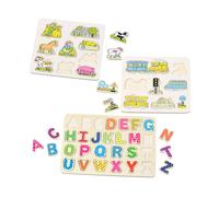 Playtastic Lot de 3 puzzles en bois pour enfants